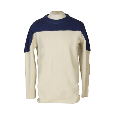100% Cotton Navy and Bone Football Sweater by TDalton Clothing