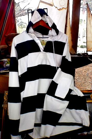 Hooded Rugby Navy/White Stripe