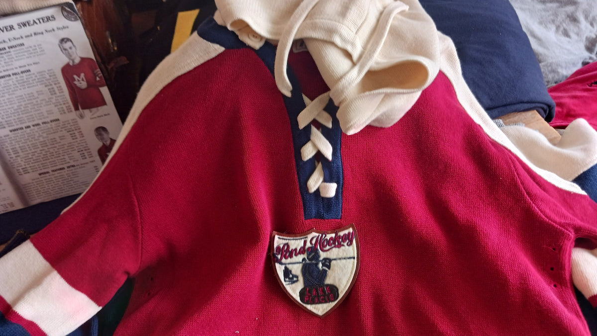Red and Navy Lace Up Hockey Sweater