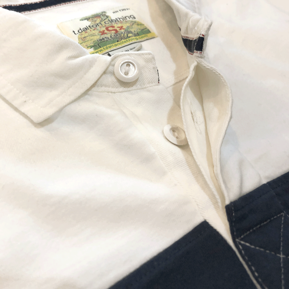 100% Cotton Navy Stripe Rugby Shirt by T Dalton Clothing