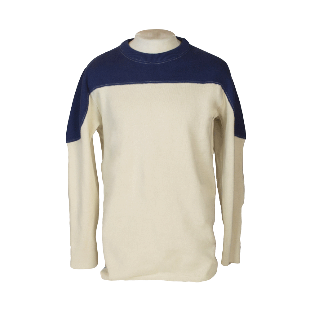100% Cotton Navy and Bone Football Sweater by TDalton Clothing