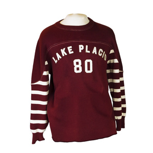 100% Cotton Burgundy Stripe LP Football Sweater