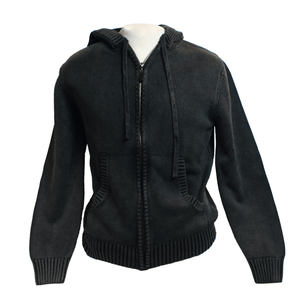 100% Cotton Pigment Dyed Charcoal Full Zip Sweater by TDalton Clothing