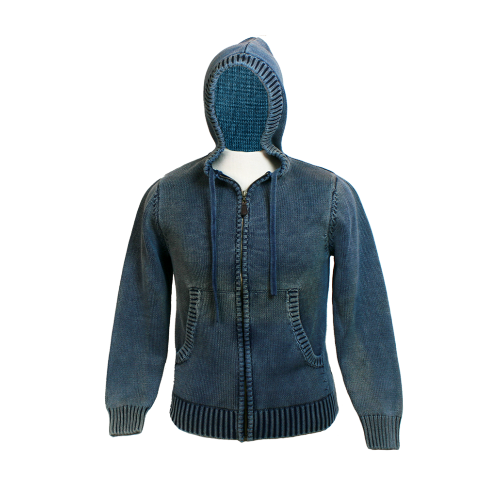 100% Cotton Pigment Dyed Denim Full Zip Sweater by TDalton Clothing