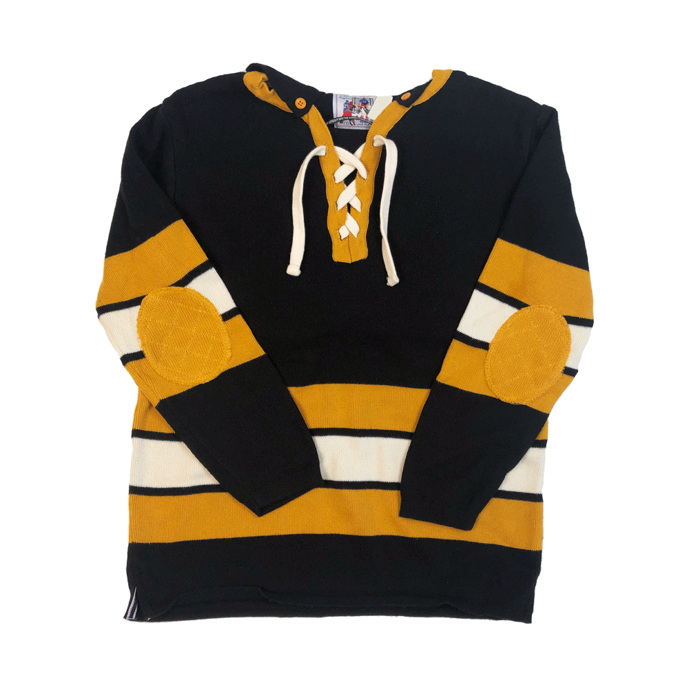 Black & Gold Stripe Hockey Sweater by TDalton Clothing 100% COTTON  PRE-SHRUNK and WASHER  DRYER safe