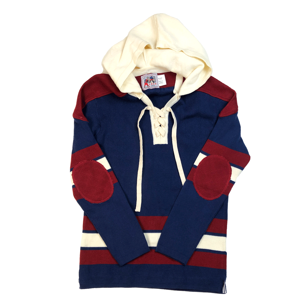 Navy & Red Hockey Sweater by TDalton Clothing 100% COTTON  PRE-SHRUNK  and WASHER  DRYER safe