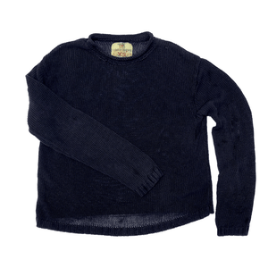 100% Cotton Navy Linen Sweater by TDalton Clothing