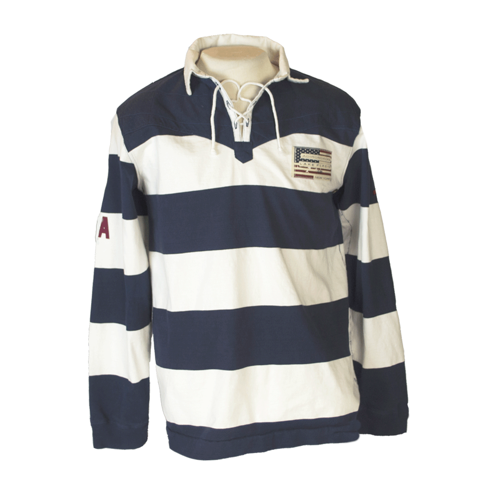 100 % Cotton Navy Lace-Up Rugby Shirt by T Dalton Clothing